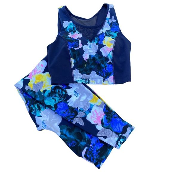 Old Navy Other - Old Navy Active Set Floral Crop Top Sports Bra Leggings Medium